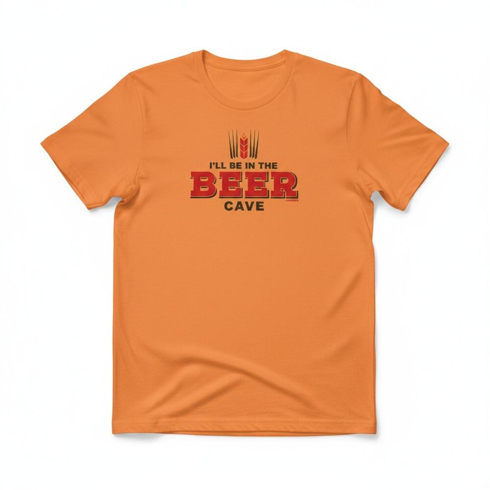 NEW Sheetz S Yellow I'll Be In the Beer Cave T Shirt Casual Dad Joke Cotton